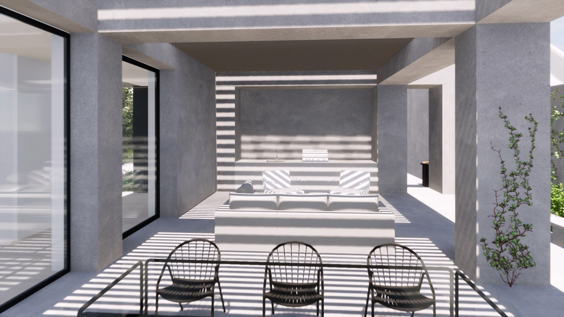 Pre-Cast Concrete modernist display home outdoor kitchen